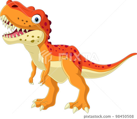 Cartoon dinosaur on white background 98450508