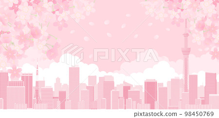 櫻花觀賞大城市背景素材 櫻花觀賞大城市背景素材 98450769