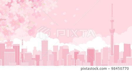 櫻花觀賞大城市背景素材 櫻花觀賞大城市背景素材 98450770
