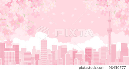 Cherry-blossom viewing big city background material Cherry-blossom viewing big city background material 98450777