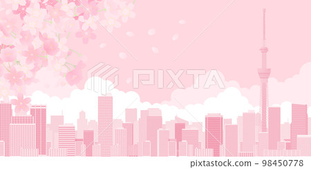 櫻花觀賞大城市背景素材 櫻花觀賞大城市背景素材 98450778