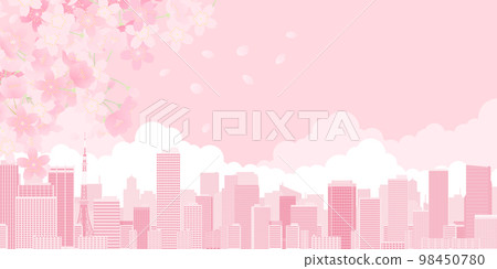 櫻花觀賞大城市背景素材 櫻花觀賞大城市背景素材 98450780
