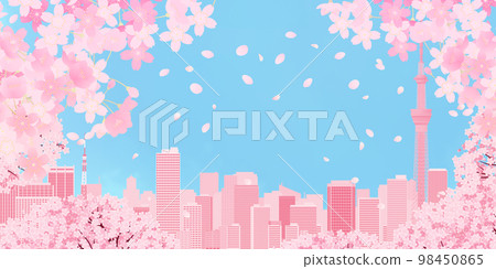 櫻花觀賞大城市背景素材 櫻花觀賞大城市背景素材 98450865