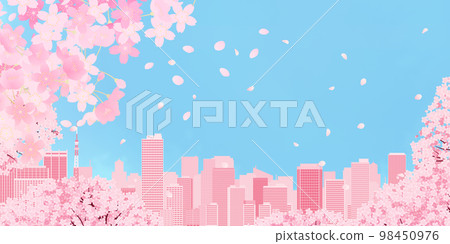 Cherry-blossom viewing big city background material Cherry-blossom viewing big city background material 98450976