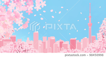Cherry-blossom viewing big city background material Cherry-blossom viewing big city background material 98450998