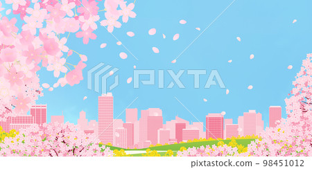 Cherry-blossom viewing big city background material 98451012