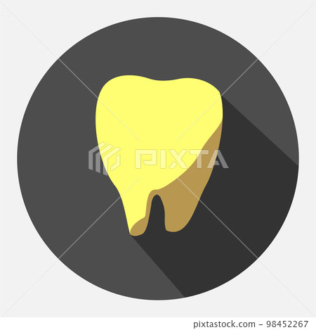 Icon of a yellow tooth on a dark background. Icon of a yellow tooth on a dark background. 98452267