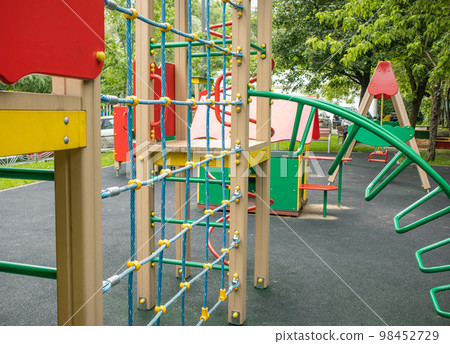 Modern Children's Outdoor Sports Play Complex with Slide, Rope Wall 98452729