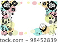 Scandinavian style flower and cute hand drawn frame of lion 98452839