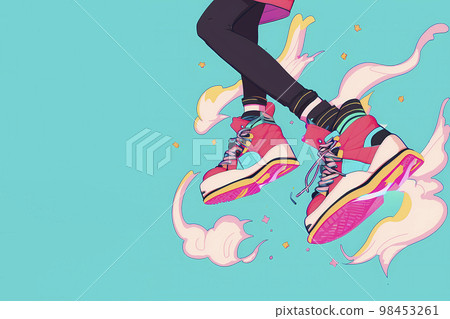 Pop art girl wearing sneakers "AI-generated image" 98453261