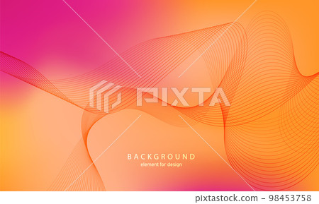 Abstract gradient background. Wave element for design. Digital frequency track equalizer. Stylized line art. Colorful shiny wave with lines created using blend tool. Curved wavy smooth stripe. Vector. 98453758