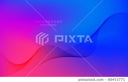 Abstract gradient background. Wave element for design. Digital frequency track equalizer. Stylized line art. Colorful shiny wave with lines created using blend tool. Curved wavy smooth stripe. Vector. 98453771