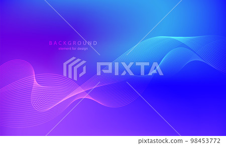 Abstract gradient background. Wave element for design. Digital frequency track equalizer. Stylized line art. Colorful shiny wave with lines created using blend tool. Curved wavy smooth stripe. Vector. 98453772