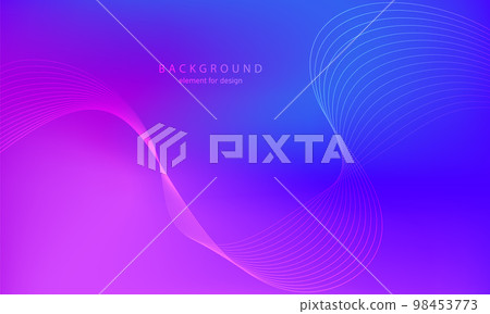 Abstract gradient background. Wave element for design. Digital frequency track equalizer. Stylized line art. Colorful shiny wave with lines created using blend tool. Curved wavy smooth stripe. Vector. 98453773