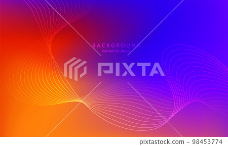 Abstract gradient background. Wave element for design. Digital frequency track equalizer. Stylized line art. Colorful shiny wave with lines created using blend tool. Curved wavy smooth stripe. Vector. 98453774