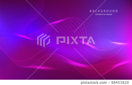 Abstract background. Wave element for design. Digital frequency track equalizer. Stylized line art. Colorful shiny wave with lines created using blend tool. Curved wavy line smooth stripe. Vector. Abstract background. Wave element for design. Digital frequency track equalizer. Stylized line art. Colorful shiny wave with lines created using blend tool. Curved wavy line smooth stripe. Vector. 98453820