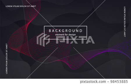 Abstract background. Wave element for design poster. Digital frequency track equalizer. Stylized line art. Colorful shiny wave lines created using blend tool. Curved wavy line smooth stripe. Vector. 98453885