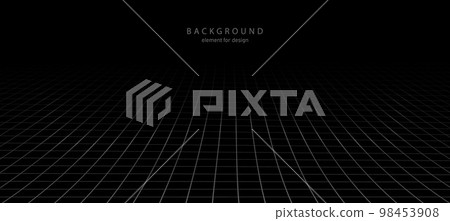Perspective grid with depth of field effect. Abstract wireframe landscape. Detailed lines on black background. Wide blueprint texture. Vector. Perspective grid with depth of field effect. Abstract wireframe landscape. Detailed lines on black background. Wide blueprint texture. Vector. 98453908