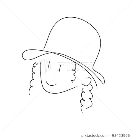 Illustration of a person wearing a hat, perm Illustration of a person wearing a hat, perm 98453966