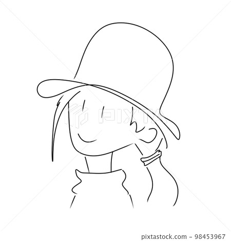 Illustration of a person wearing a hat, Shibaru 98453967