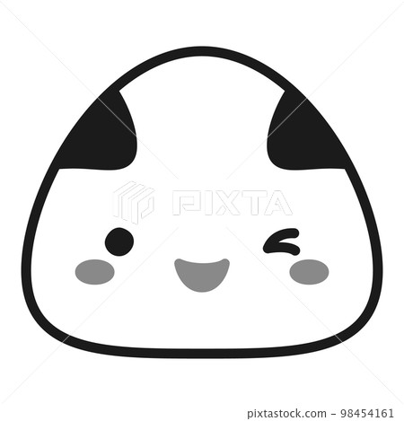 一個可愛的飯糰角色的插圖（黑白） 98454161