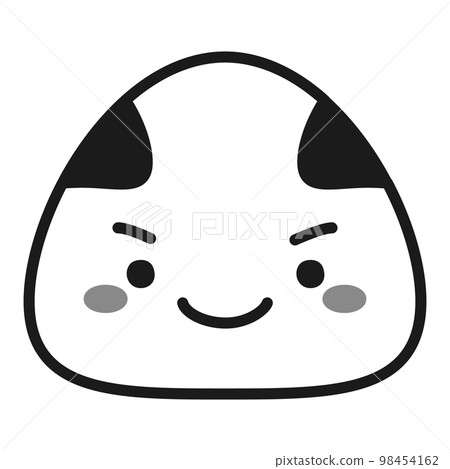 一個可愛的飯糰角色的插圖（黑白） 98454162