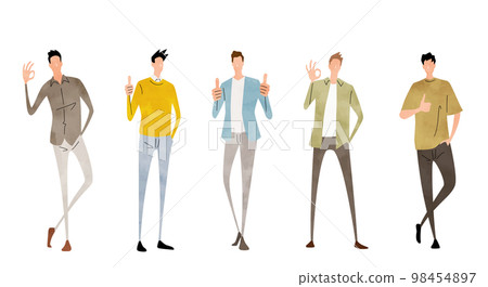 Vector illustration material: man giving OK sign, person set, business Vector illustration material: man giving OK sign, person set, business 98454897