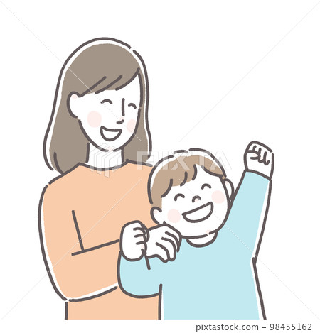 A happy child and a mother praising 98455162