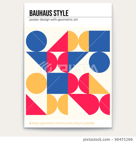 Abstract retro pattern. Minimalistic basic geometry forms. Bauhaus style. Cover design. Poster vector template Abstract retro pattern. Minimalistic basic geometry forms. Bauhaus style. Cover design. Poster vector template 98455266