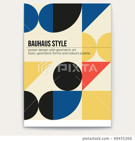 Abstract retro geometric pattern. Minimalistic forms. Bauhaus style. Poster design. Cover vector template Abstract retro geometric pattern. Minimalistic forms. Bauhaus style. Poster design. Cover vector template 98455268