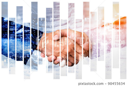 Business handshake on finance prosperity and money technology asset background 98455634