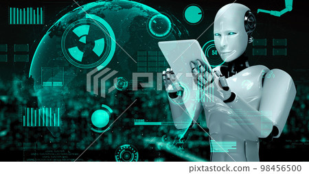 Futuristic robot artificial intelligence huminoid AI for industrial factory 98456500