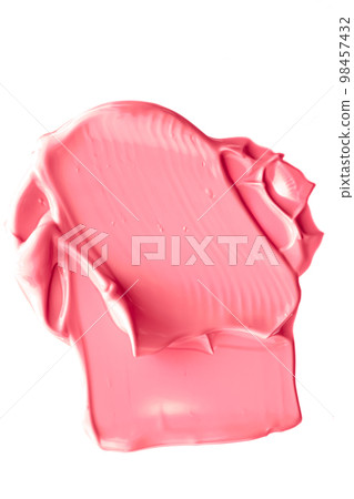 Pastel coral beauty swatch, skincare and makeup cosmetic product sample texture isolated on white background, make-up smudge, cream cosmetics smear or paint brush stroke closeup Pastel coral beauty swatch, skincare and makeup cosmetic product sample texture isolated on white background, make-up smudge, cream cosmetics smear or paint brush stroke closeup 98457432