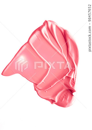 Pastel coral beauty swatch, skincare and makeup cosmetic product sample texture isolated on white background, make-up smudge, cream cosmetics smear or paint brush stroke closeup 98457652