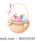 Watercolor easter basket with easter eggs 98459585