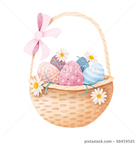 Watercolor easter basket with easter eggs Watercolor easter basket with easter eggs 98459585