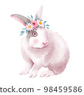 Easter bunny with daisy flowers 98459586
