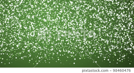 Snowfall overlay christmas background. Subtle flying snow flakes and stars on christmas green background. Festive snowfall overlay. Wide vector illustration. Snowfall overlay christmas background. Subtle flying snow flakes and stars on christmas green background. Festive snowfall overlay. Wide vector illustration. 98460476