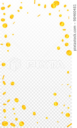 Russian ruble coins falling. Scattered gold RUB coins. Russia money. Global financial crisis concept. Vector illustration. 98460481
