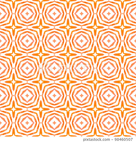 Repeating striped hand drawn border. Orange extraordinary boho chic summer design. Striped hand drawn design. Textile ready brilliant print, swimwear fabric, wallpaper, wrapping. 98460507