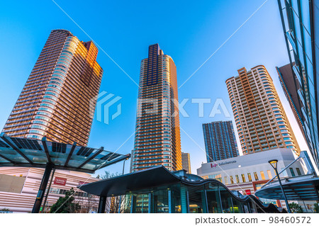 View of Kawasaki cityscape in Japan, tower condominiums in front of Musashikosugi station 98460572