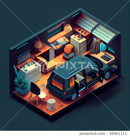 visualization of garage 3d, isometric 98461111