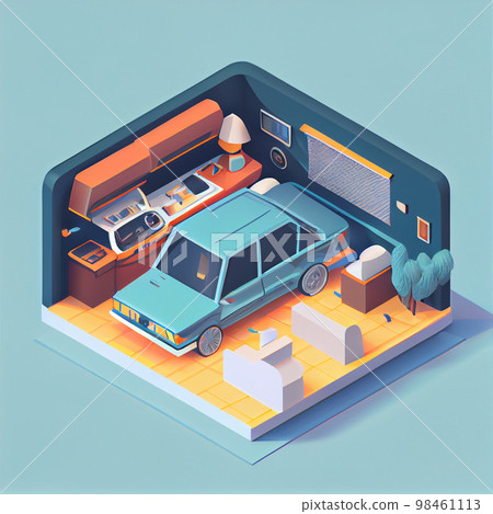visualization of garage 3d, isometric 98461113