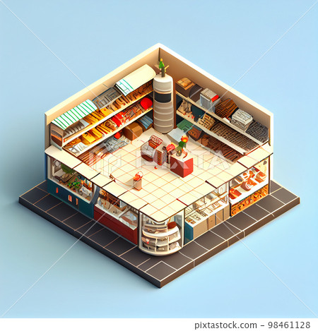 visualization of shop 3d, isometric 98461128