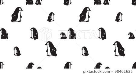 penguin seamless pattern walking duck vector bird cartoon repeat wallpaper tile background gift wrapping paper illustration design scarf isolated 98461625