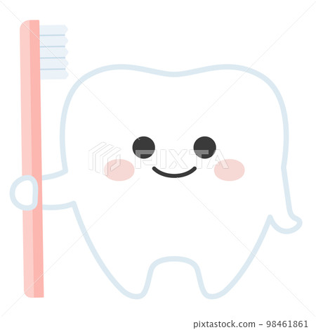 一隻可愛的牙齒用牙刷的插圖 98461861