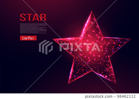 Wireframe star, low poly style. Success, win symbol concept. 98462112