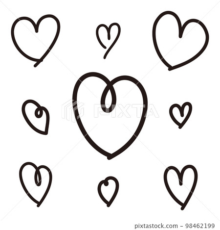 Handwritten heart set black Handwritten heart set black 98462199