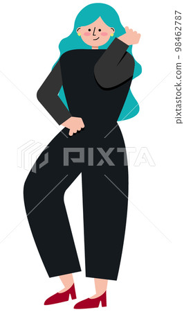 Illustration of a woman in a good mood with good hair 98462787