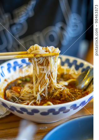Thai Rice Noodles with Spicy Pork Sauce Thai Rice Noodles with Spicy Pork Sauce 98463873